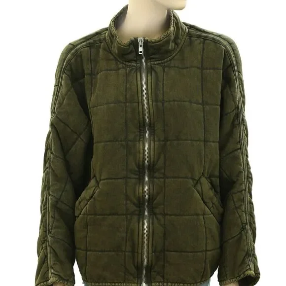 Free People Dolman Quilted Knit Jacket Top Oversized Zip-up Slouchy XS 284205
